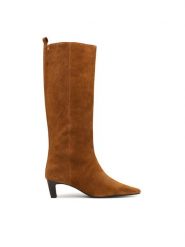 Tommy Hilfiger Kozaki Kitten Heel Suede High Boot FW0FW09655 Brązowy jasny. Brązowe kozaki damskie Tommy Hilfiger, bez wzorów, ze skóry, bez obcasa, na słupku, bez zapięcia. Za 849.99 zł.
