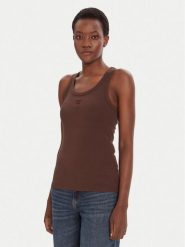 HUGO Top Datamia 50514489 Brązowy Slim Fit. Brązowe topy damskie Hugo, s, bez wzorów, z bawełny, bez kołnierzyka, bez ramiączek. Za 159.99 zł.