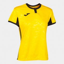 Koszulka do piłki nożnej damska Joma Toletum II. Czarne bluzki damskie Joma, m, bez wzorów, sportowe, bez kołnierzyka, bez ramiączek. Za 132.50 zł.