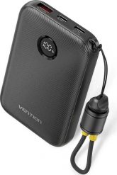 Vention 10000mAh 2 x USB-C 1x USB-A z wyświetlaczem 22.5W czarny. Czarne powerbanki . Za 94.90 zł.