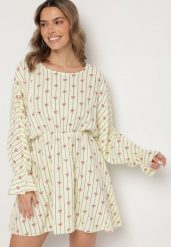 Żółta Bawełniana Sukienka w Paski z Kokardkami Xalriti. Żółte sukienki damskie Born2be, na co dzień, bez wzorów, z bawełny, eleganckie, bez kołnierzyka, bez ramiączek, mini. Za 119.99 zł.