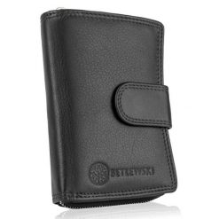 Portfel skórzany BETLEWSKI BPD-SS-19 BLACK czarny. Czarne portfele damskie Betlewski, ze skóry. Za 139.99 zł.