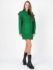 Silvian Heach Sukienka | PGA22120VE | Kobieta | Zielony. Zielone sukienki damskie Silvian Heach, na co dzień, s, bez wzorów, z dzianiny, bez kołnierzyka, bez ramiączek, midi, proste. W wyprzedaży za 199.00 zł.