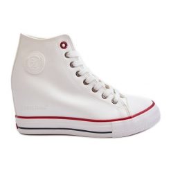 Trampki Damskie Na Koturnie Cross Jeans NN2R4004 Białe. Białe trampki i tenisówki damskie bez wzorów, z jeansu, bez zapięcia. Za 212.52 zł.
