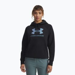 Bluza Under Armour Rival Fleece Piped HZ Hoodie. Czarne bluzy damskie Under Armour, bez wzorów, sportowe, bez ramiączek, bez kaptura. Za 159.99 zł.