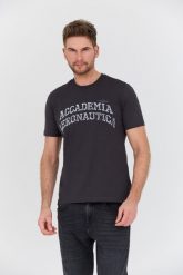 AERONAUTICA MILITARE Grafitowy t-shirt M.C. Szare t-shirty męskie Aeronautica Militare, l, bez wzorów, bez kołnierzyka, bez ramiączek. W wyprzedaży za 179.99 zł.