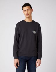WRANGLER LS BIKER TEE MĘSKA KOSZULKA Z DŁUGIM RĘKAWEM FADED BLACK W7K5D3XV6 112141569. Czarne t-shirty męskie Wrangler, m, bez wzorów, bez kołnierzyka, bez ramiączek. Za 99.99 zł.