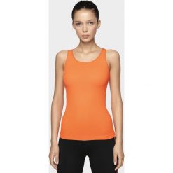 Top damski TSD301 - pomarańcz. Topy damskie 4F, bez wzorów, z dzianiny, bez kołnierzyka, bez ramiączek. Za 39.99 zł.