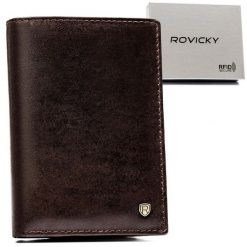 Portfel męski Rovicky N74-RVT c. brązowy. Brązowe portfele męskie ROVICKY, bez wzorów, ze skóry. Za 81.99 zł.