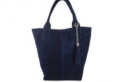 Shopper bag skórzany BARBERINI'S granatowy 375/8-4. Niebieskie shopperki damskie Barberinis, bez wzorów, ze skóry, zamszowe, bez dodatków. Za 199.99 zł.