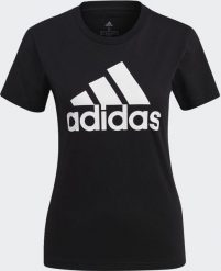 Adidas Koszulka damska adidas Essentials czarna GL0722. Czarne bluzki damskie Adidas, bez wzorów, bez kołnierzyka, bez ramiączek. Za 83.03 zł.
