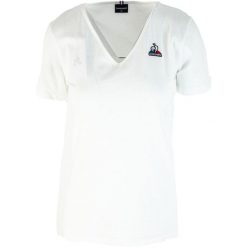 T-shirt do tenisa damski ESS Tee SS Col V N°1 W. Białe t-shirty damskie le coq sportif, xs, bez wzorów, z bawełny, sportowe, bez kołnierzyka, bez ramiączek. W wyprzedaży za 108.10 zł.