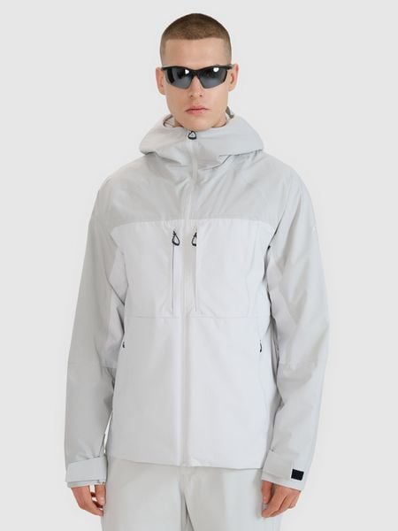 4F Kurtka trekkingowa membrana 10000 męska - szara XL. Szare kurtki męskie 4F, m, bez wzorów, z dzianiny, klasyczne, bez kaptura. W wyprzedaży za 199.99 zł.