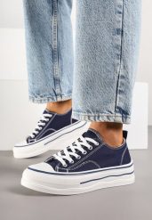 Granatowe Klasyczne Trampki na Grubej Podeszwie Natileva. Niebieskie trampki i tenisówki damskie Born2be, bez wzorów, z jeansu, bez zapięcia. Za 64.99 zł.