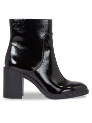 Calvin Klein Jeans Botki Mid Block Heel Boot Naplak Wn YW0YW01258 Czarny. Czarne botki damskie Calvin Klein Jeans, bez wzorów, z jeansu, bez obcasa, na słupku, bez zapięcia. Za 929.99 zł.