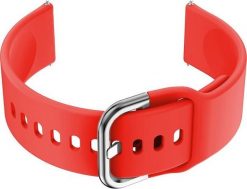 Pasek gumowy do smartwatch 18mm - czerwony/srebrny. Czerwone zegarki smartwatch NoName, bez wzorów, z gumy. Za 16.32 zł.