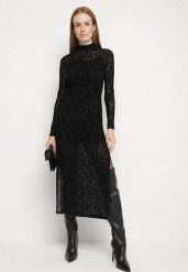 Czarna Dopasowana Sukienka Koktajlowa z Wiskozą z Welurowym Wzorem Kwiatów Alerre. Czarne sukienki damskie Born2be, na co dzień, l, bez wzorów, z weluru, wizytowe, bez kołnierzyka, bez ramiączek, maxi, dopasowane. Za 139.99 zł.