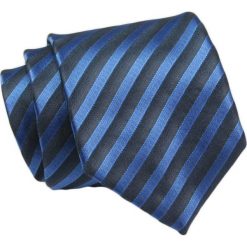 Klasyczny Krawat, Granatowo-Niebieski w Paski, Prążki, Męski, 7cm -Angelo di Monti. Niebieskie krawaty i muchy Angelo di Monti, bez wzorów, z tkaniny, eleganckie. Za 45.00 zł.