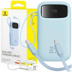 Powerbank Baseus Powerbank Qpow2 20000mAh 22,5W with dual cable with digital display + kabel Simple USB-C 3A 0,3m (white) - blue. Białe powerbanki Baseus. Za 85.49 zł.