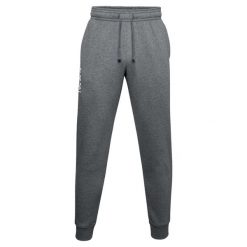 Męskie Spodnie Do Biegania Rival Fleece Logo. Szare spodnie sportowe męskie Under Armour, m, bez wzorów, do biegania. Za 190.99 zł.