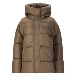 Damska kurtka z kapturem Athlecia Shaja. Brązowe kurtki sportowe damskie Athlecia, bez wzorów, z puchu, bez ramiączek, z kapturem, trekkingowe. Za 524.50 zł.