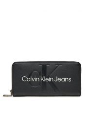 Calvin Klein Jeans Portfel Sculpted Mono Zip Around Mono K60K607634 Czarny. Czarne portfele damskie Calvin Klein Jeans, z jeansu. Za 219.99 zł.