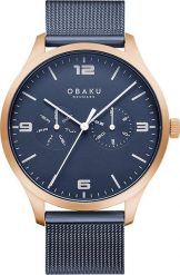 Zegarek OBAKU Zegarek męski Obaku Denmark V249GMVLML niebieski. Niebieskie zegarki męskie OBAKU, bez wzorów. Za 468.00 zł.