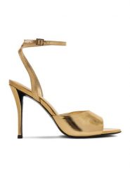 Eva Minge Sandały EO-FLORA-LT1605-6 Złoty. Żółte sandały damskie Eva Minge, bez wzorów, ze skóry, bez obcasa, na szpilce, bez zapięcia. Za 429.99 zł.