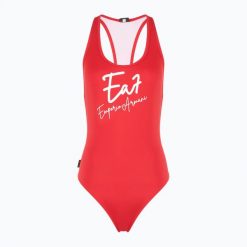 Strój kąpielowy jednoczęściowy damski EA7 Emporio Armani Maxi Logo One Piece. Czerwone stroje kąpielowe damskie EA7 Emporio Armani, l, bez wzorów, z elastanu. Za 299.99 zł.