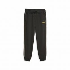 Długie Spodnie Dresowe Puma Ess+ Minimal Gold Czarny. Czarne spodnie dresowe damskie Puma, bez wzorów, z dresówki, sportowe, długie, trekkingowe. Za 259.99 zł.