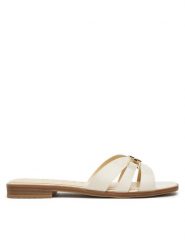 Guess Klapki FLJRLL LEA19 Beżowy. Brązowe klapki damskie Guess, z aplikacjami, ze skóry, bez obcasa, bez zapięcia. Za 549.99 zł.