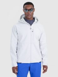 4F Kurtka softshell wiatroodporna membrana 10000 męska - szara M. Szare kurtki męskie 4F, l, bez wzorów, z dzianiny, klasyczne, z kapturem. W wyprzedaży za 199.99 zł.