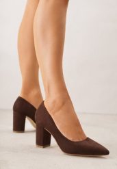 Ciemnobrązowe Casualowe Czółenka na Słupku Vices z Wkładką ze Skóry Naturalnej Maidra. Brązowe czółenka damskie Renee, na lato, bez wzorów, z jeansu, eleganckie, bez obcasa, na obcasie, bez zapięcia. Za 89.99 zł.