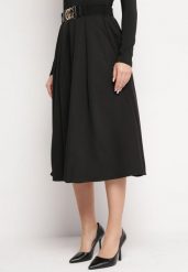 Czarna Spódnica Rozkloszowana z Paskiem Cizo. Czarne spódnice damskie Born2be, m, bez wzorów, midi, rozkloszowane. Za 119.99 zł.