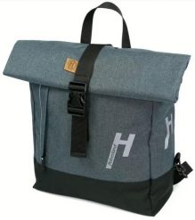 Plecak rowerowy/torba na bagażnik „Keep Rollin”. Szare plecaki męskie HABERLAND, bez wzorów, z gumy. Za 599.90 zł.