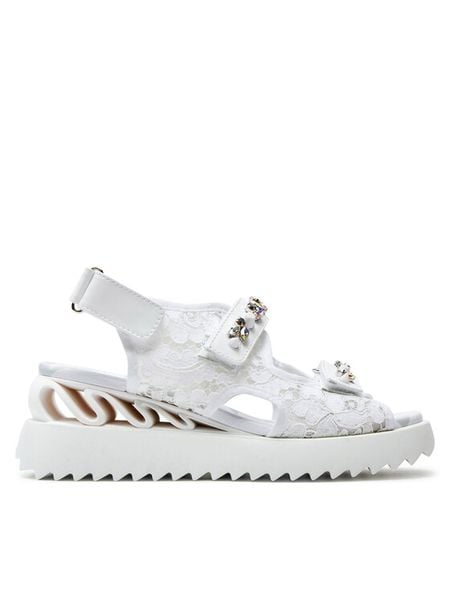 Le Silla Sandały Yui 6657Q040ZGPPLAC Biały. Białe sandały damskie LE SILLA, bez wzorów, z materiału, bez obcasa, na koturnie, bez zapięcia. Za 3,119.00 zł.