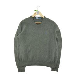 Szary sweter z wełny dla kobiet. Szare swetry nierozpinane damskie Ralph Lauren, bez wzorów, z wełny, sportowe, bez kołnierzyka, bez ramiączek. Za 212.96 zł.