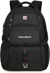 Plecak Aspensport 29 L Czarny - wodoodporny, z przegrodą na laptopa. Czarne plecaki męskie Erima, bez wzorów, z nylonu, biznesowe. Za 98.69 zł.