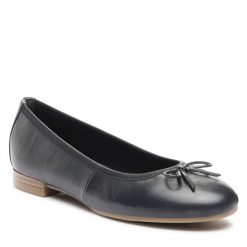 Baleriny Tamaris. Niebieskie balerinki damskie Tamaris, bez wzorów, bez obcasa, bez zapięcia. Za 189.99 zł.