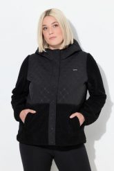 Damskie kurtka polarowa pikowanie kaptur zatrzaski. Czarne kurtki sportowe damskie Ulla Popken, plus size, bez wzorów, z materiału, bez ramiączek, bez kaptura. Za 389.99 zł.