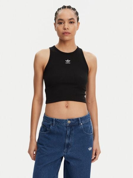 Adidas Top Essentials IW5736 Czarny Slim Fit. Czarne topy damskie Adidas, l, bez wzorów, z bawełny, bez kołnierzyka, bez ramiączek. Za 85.99 zł.