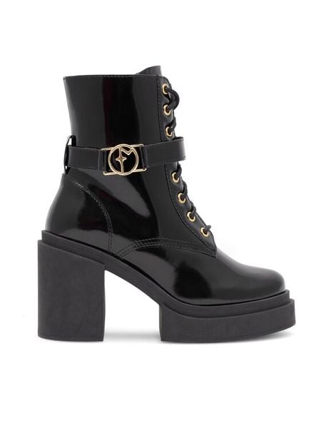 Eva Minge Trzewiki HONDA-2 Czarny. Czarne botki damskie Eva Minge, bez wzorów, ze skóry, bez obcasa, na słupku, bez zapięcia. Za 349.99 zł.