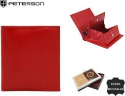 Peterson Portfel damski skórzany PTN RD-230-GCL RED. Czerwone portfele damskie Peterson. Za 79.16 zł.