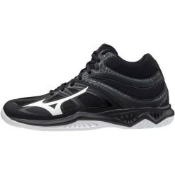 Adidasy Mizuno Thunderblade 2 Mid, Dla obu płci. Czarne obuwie sportowe damskie Mizuno, bez wzorów, z syntetyku, bez zapięcia. W wyprzedaży za 290.00 zł.