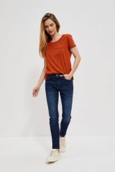 Jeansy rurki szafirowe. Niebieskie jeansy damskie MOODO, bez wzorów, z bawełny, długie. W wyprzedaży za 44.99 zł.