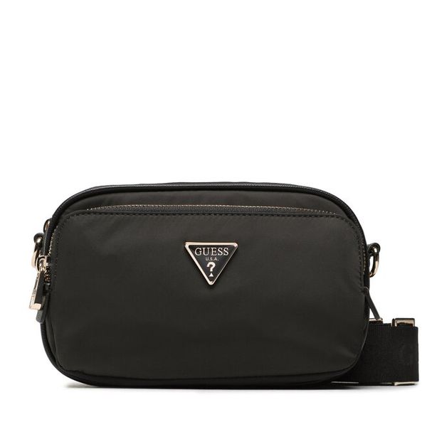 Torebka Guess. Czarne listonoszki damskie Guess, z aplikacjami, bez dodatków. Za 390.99 zł.