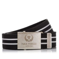Pasek parciany PAOLO PERUZZI PW-03-105 CM czarny z białymi przeszyciamy. Białe paski męskie Paolo Peruzzi, z materiału. Za 32.30 zł.