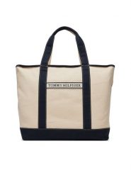 Tommy Hilfiger Torebka Th Summer Canvas Tote AW0AW17421 Beżowy. Brązowe shopperki damskie Tommy Hilfiger, bez wzorów, z materiału, bez dodatków. Za 259.99 zł.