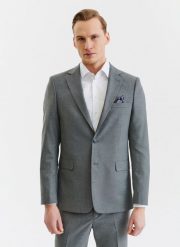 PAKO LORENTE – Szara gładka marynarka garniturowa. Szare garnitury męskie Pako Lorente, m, bez wzorów, z tkaniny, klasyczne. Za 399.99 zł.