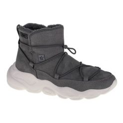 Buty Big Star Shoes II274264 szare. Szare botki damskie bez wzorów, z syntetyku, retro, bez obcasa, bez zapięcia. Za 236.19 zł.